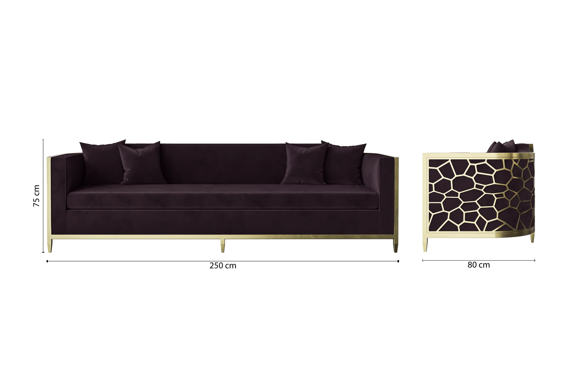 Carrara 4 Seater Sofa Purple Velvet