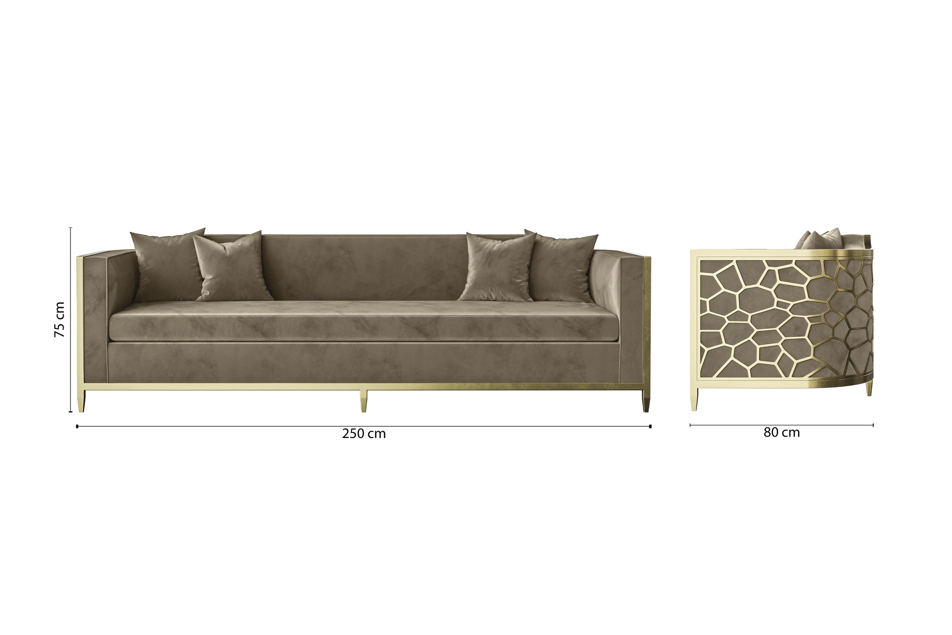 Carrara 4 Seater Sofa Sand Velvet