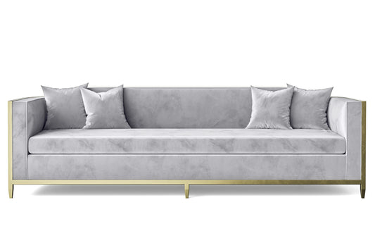 Carrara 4 Seater Sofa Silver Velvet