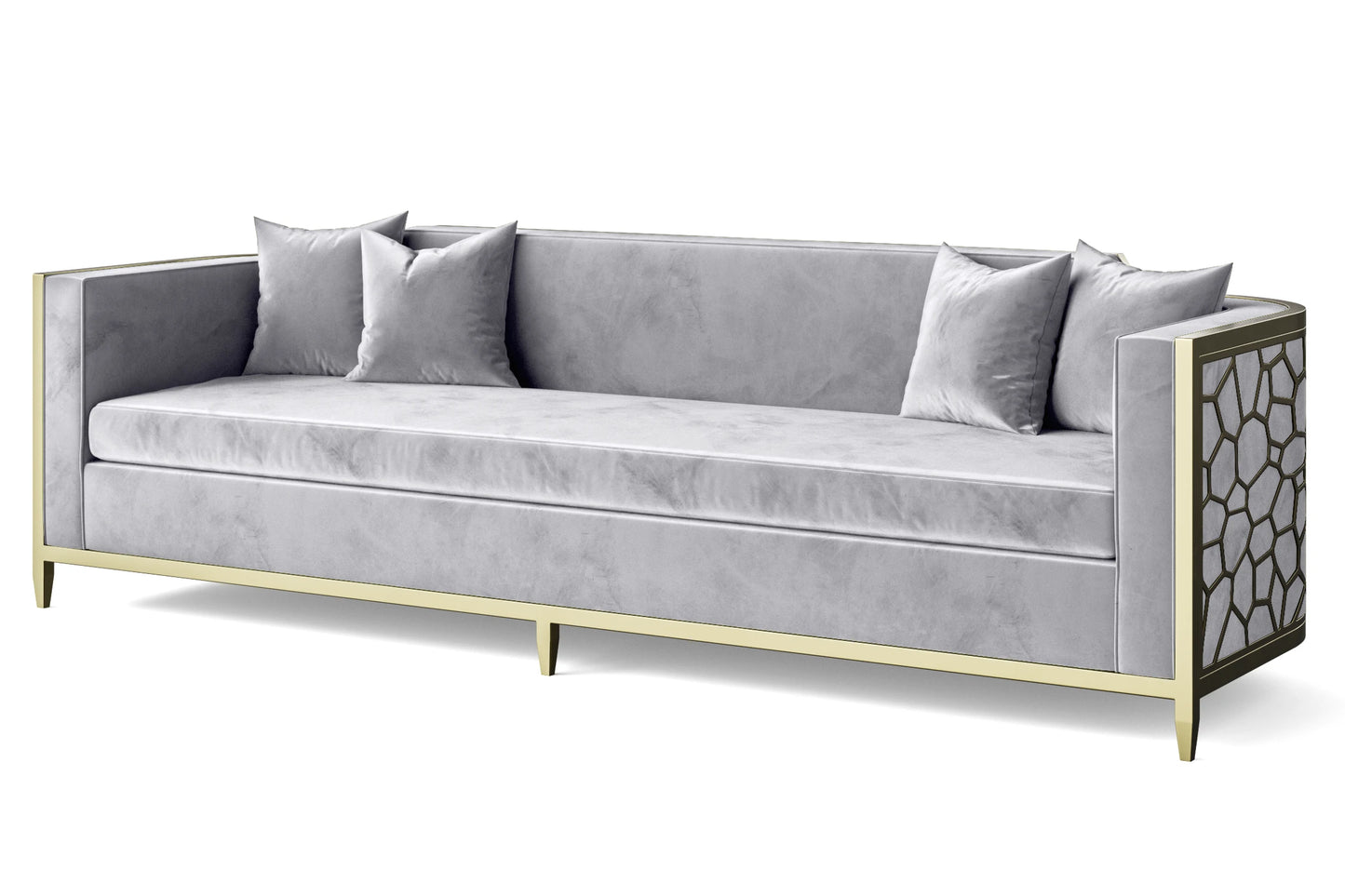 Carrara 4 Seater Sofa Silver Velvet