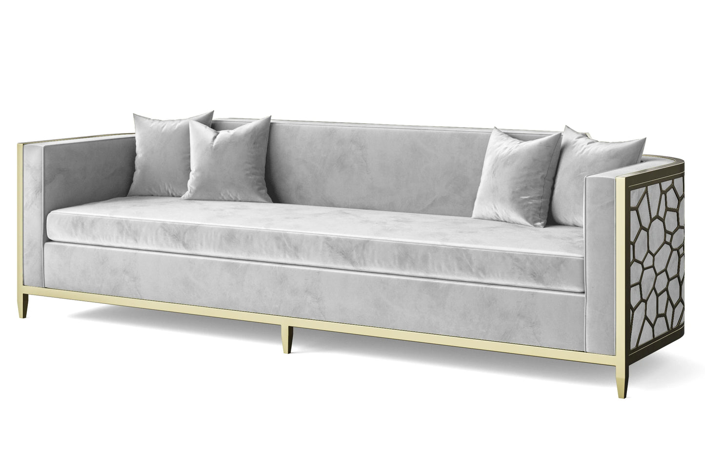 Carrara 4 Seater Sofa White Velvet