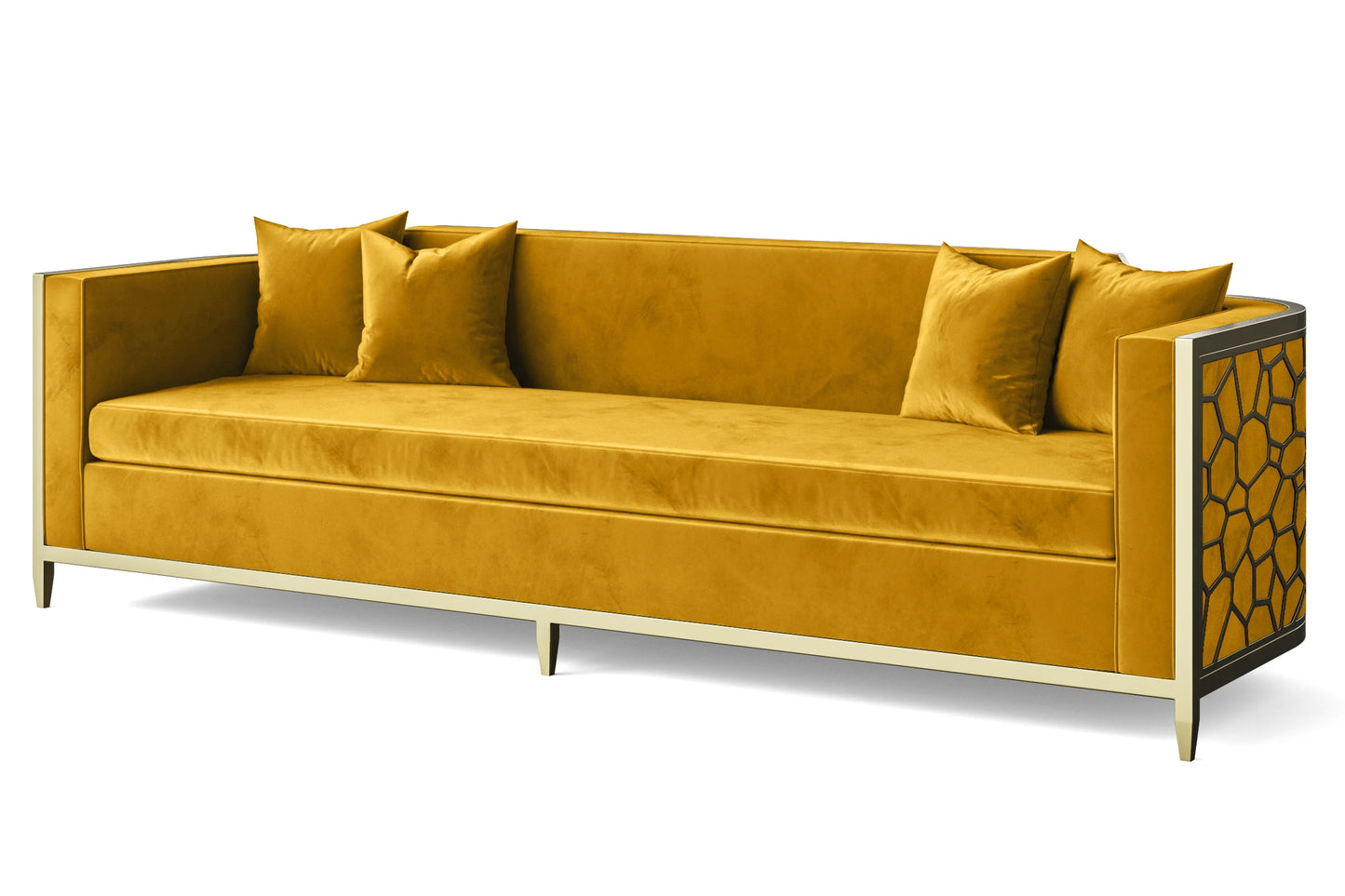 Carrara 4 Seater Sofa Yellow Velvet