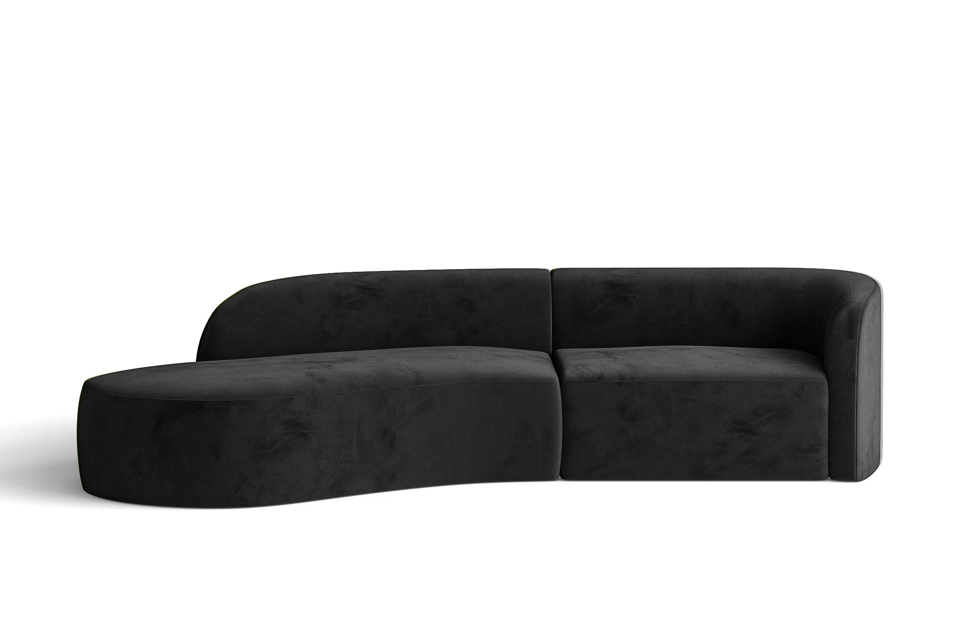 Caserta 3 Seater Left Hand Facing Chaise Lounge Corner Sofa Black Velvet