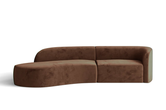 Caserta 3 Seater Left Hand Facing Chaise Lounge Corner Sofa Coffee Brown Velvet