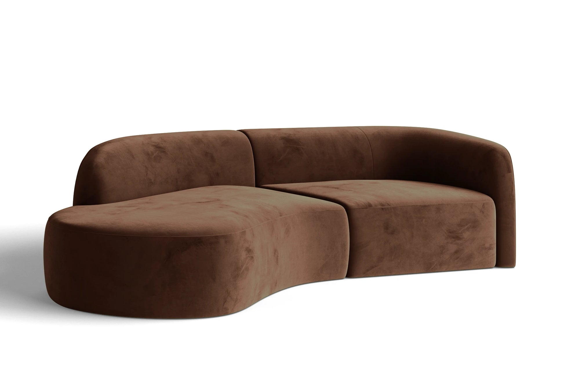 Caserta 3 Seater Left Hand Facing Chaise Lounge Corner Sofa Coffee Brown Velvet