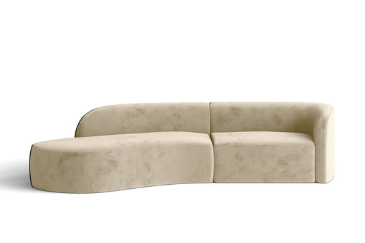 Caserta 3 Seater Left Hand Facing Chaise Lounge Corner Sofa Cream Velvet