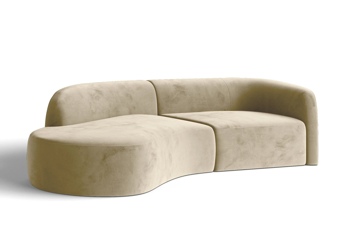 Caserta 3 Seater Left Hand Facing Chaise Lounge Corner Sofa Cream Velvet