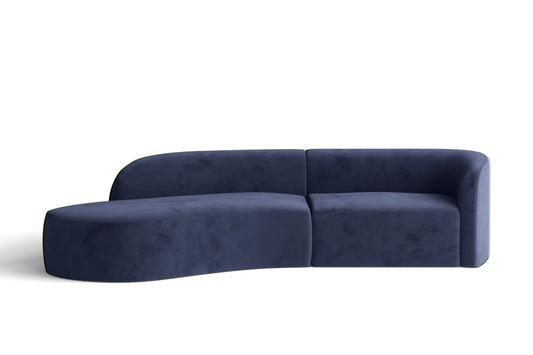 Caserta 3 Seater Left Hand Facing Chaise Lounge Corner Sofa Dark Blue Velvet