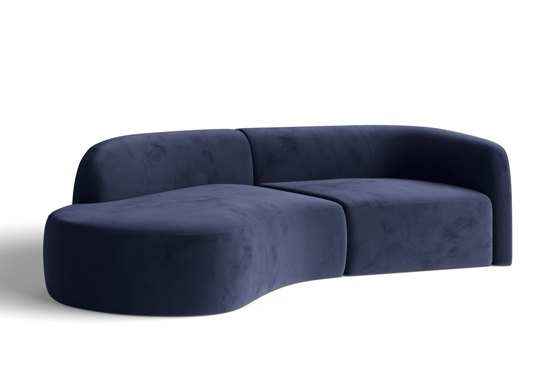 Caserta 3 Seater Left Hand Facing Chaise Lounge Corner Sofa Dark Blue Velvet