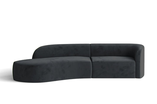 Caserta 3 Seater Left Hand Facing Chaise Lounge Corner Sofa Dark Grey Velvet