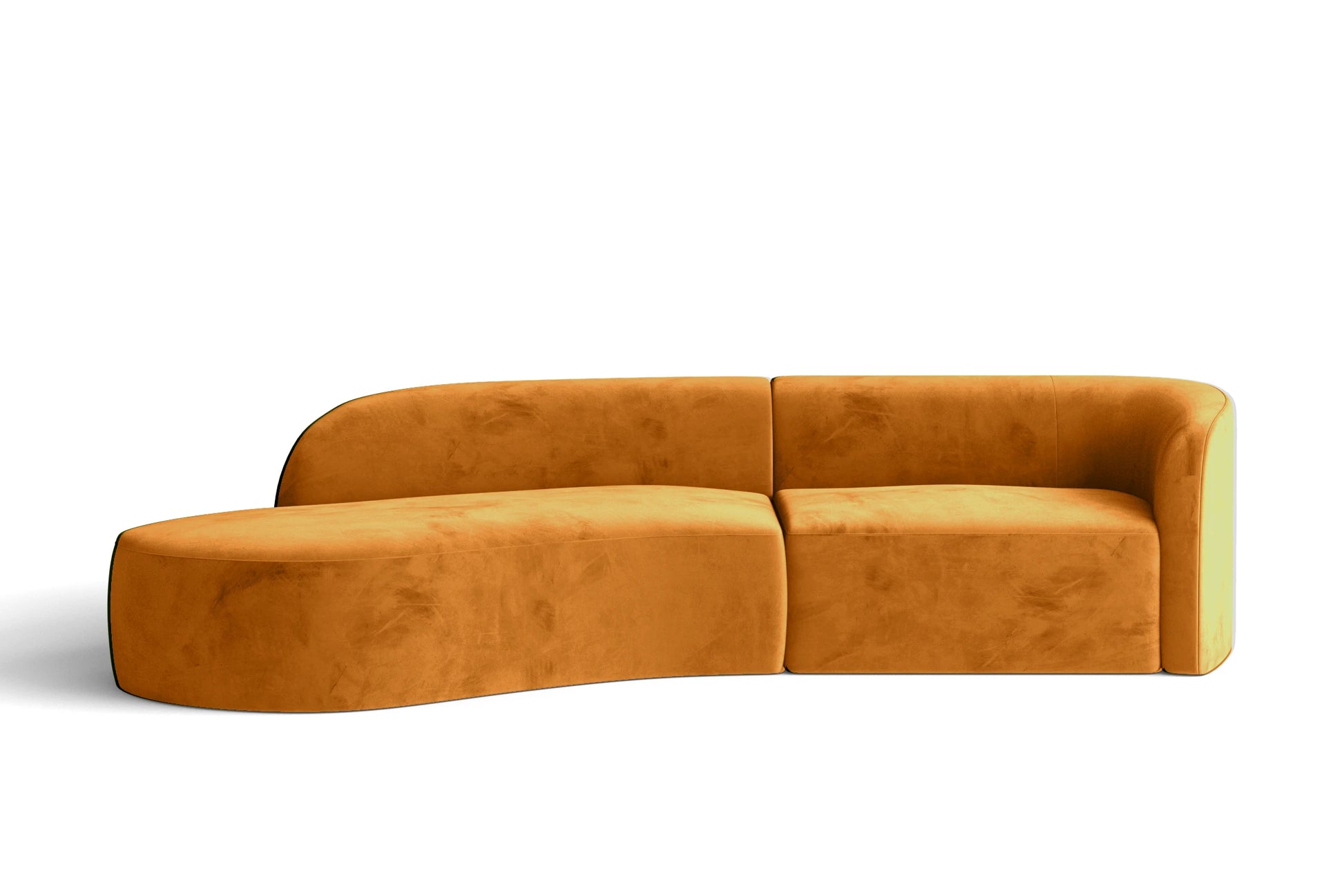 Caserta 3 Seater Left Hand Facing Chaise Lounge Corner Sofa Gold Velvet