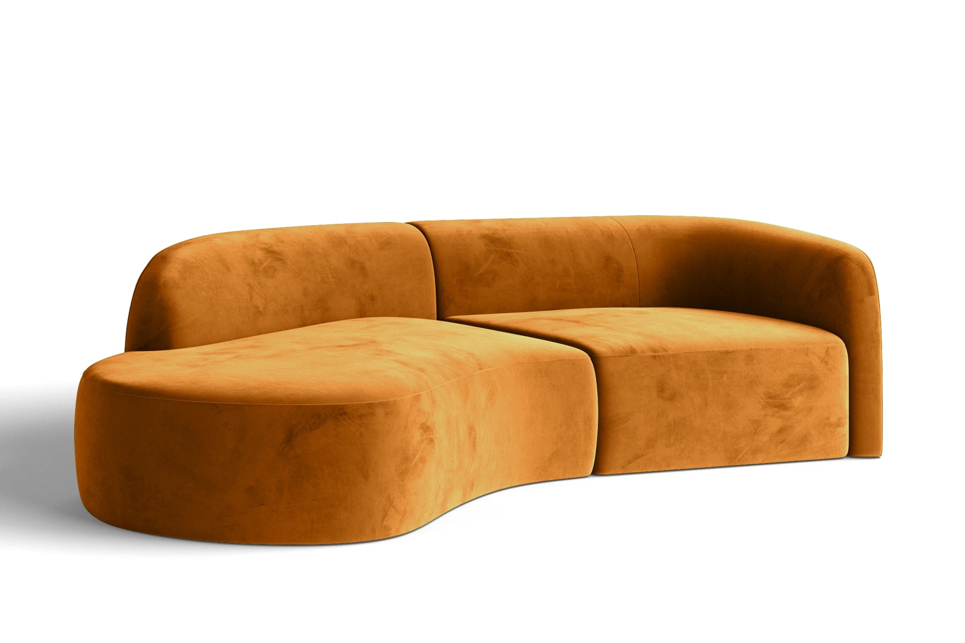 Caserta 3 Seater Left Hand Facing Chaise Lounge Corner Sofa Gold Velvet