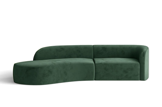 Caserta 3 Seater Left Hand Facing Chaise Lounge Corner Sofa Green Velvet