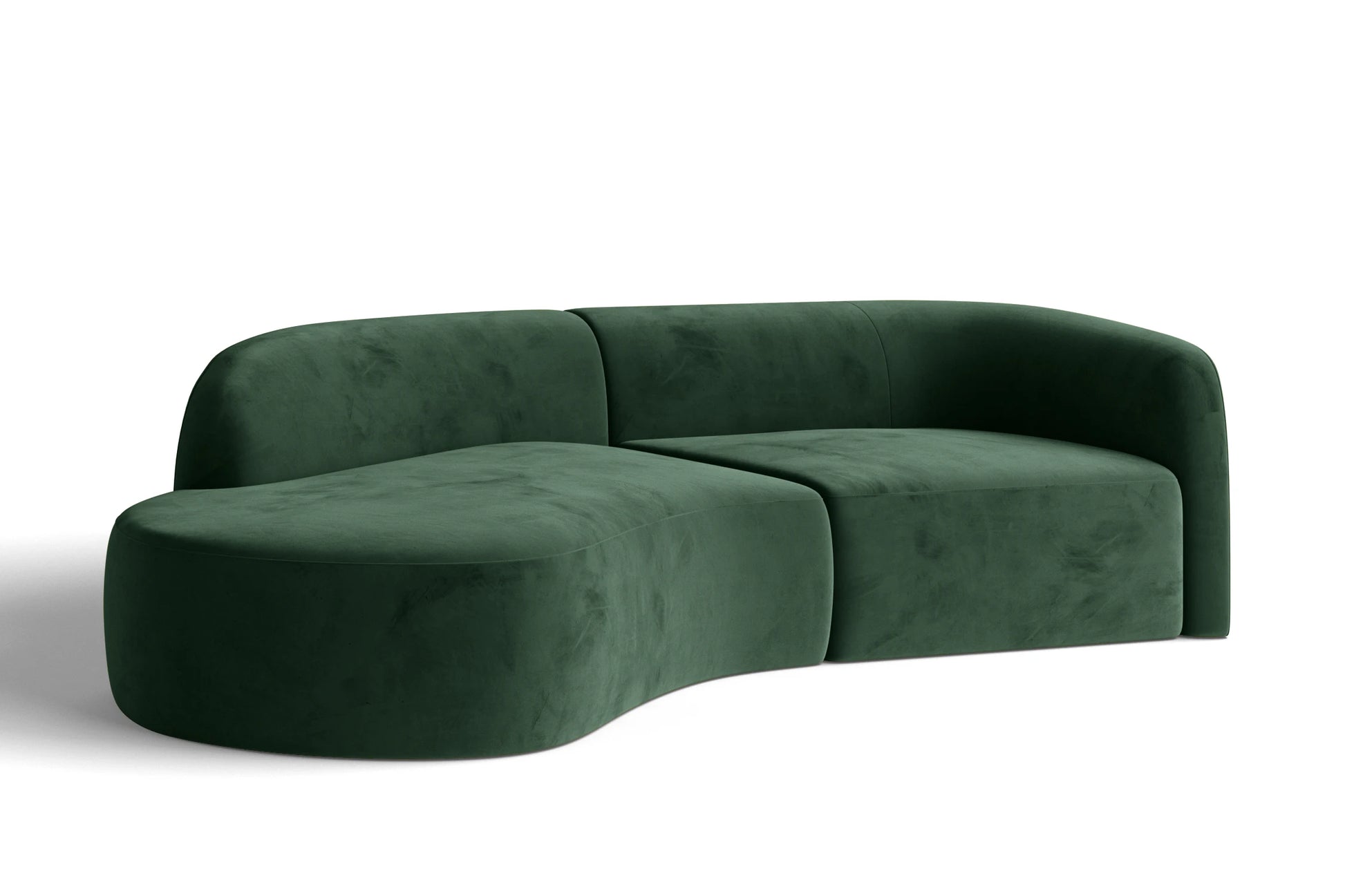 Caserta 3 Seater Left Hand Facing Chaise Lounge Corner Sofa Green Velvet