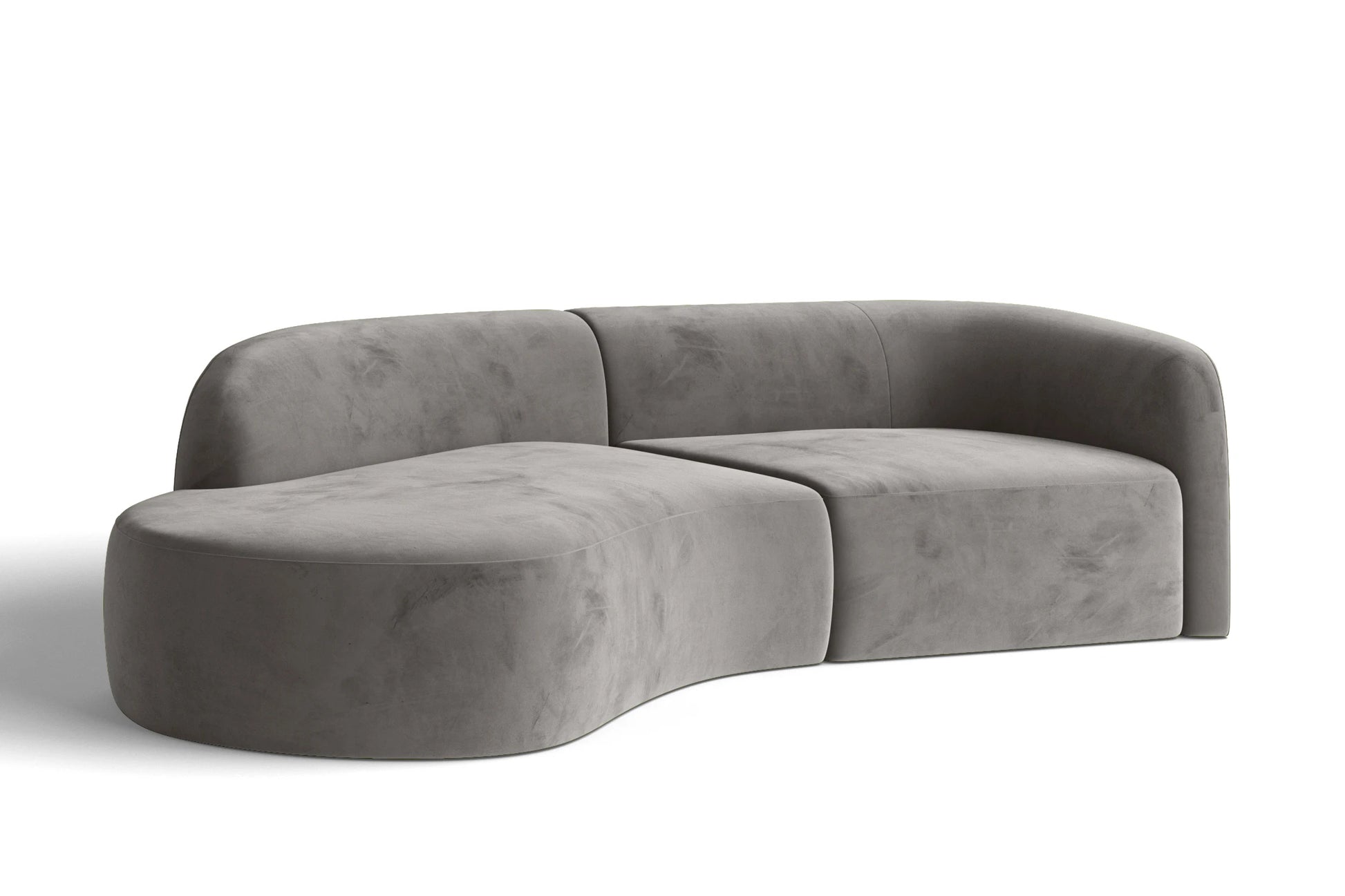 Caserta 3 Seater Left Hand Facing Chaise Lounge Corner Sofa Grey Velvet