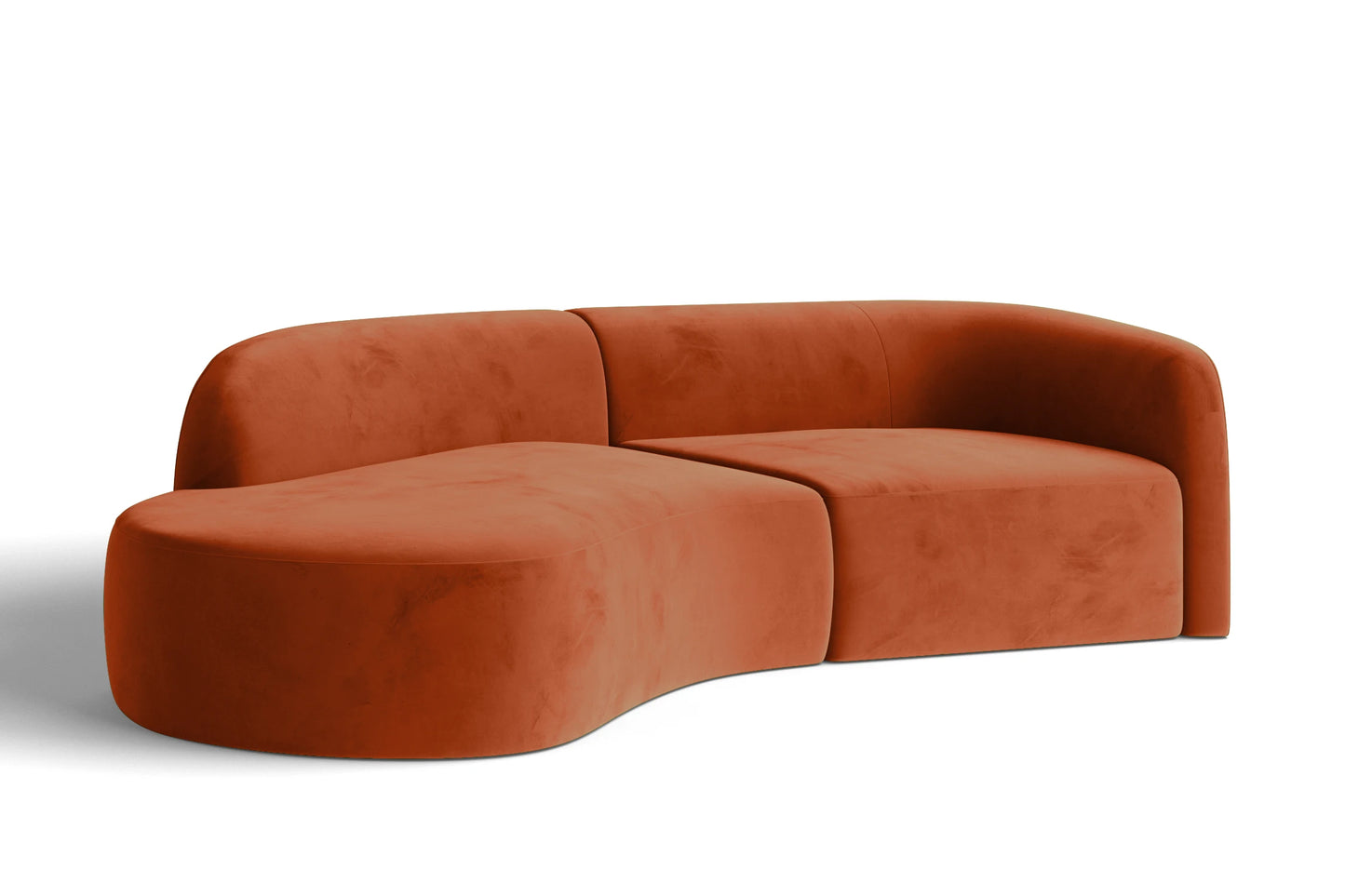 Caserta 3 Seater Left Hand Facing Chaise Lounge Corner Sofa Orange Velvet