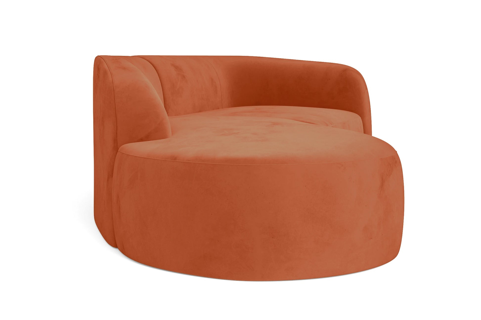 Caserta 3 Seater Left Hand Facing Chaise Lounge Corner Sofa Orange Velvet