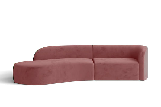 Caserta 3 Seater Left Hand Facing Chaise Lounge Corner Sofa Pink Velvet