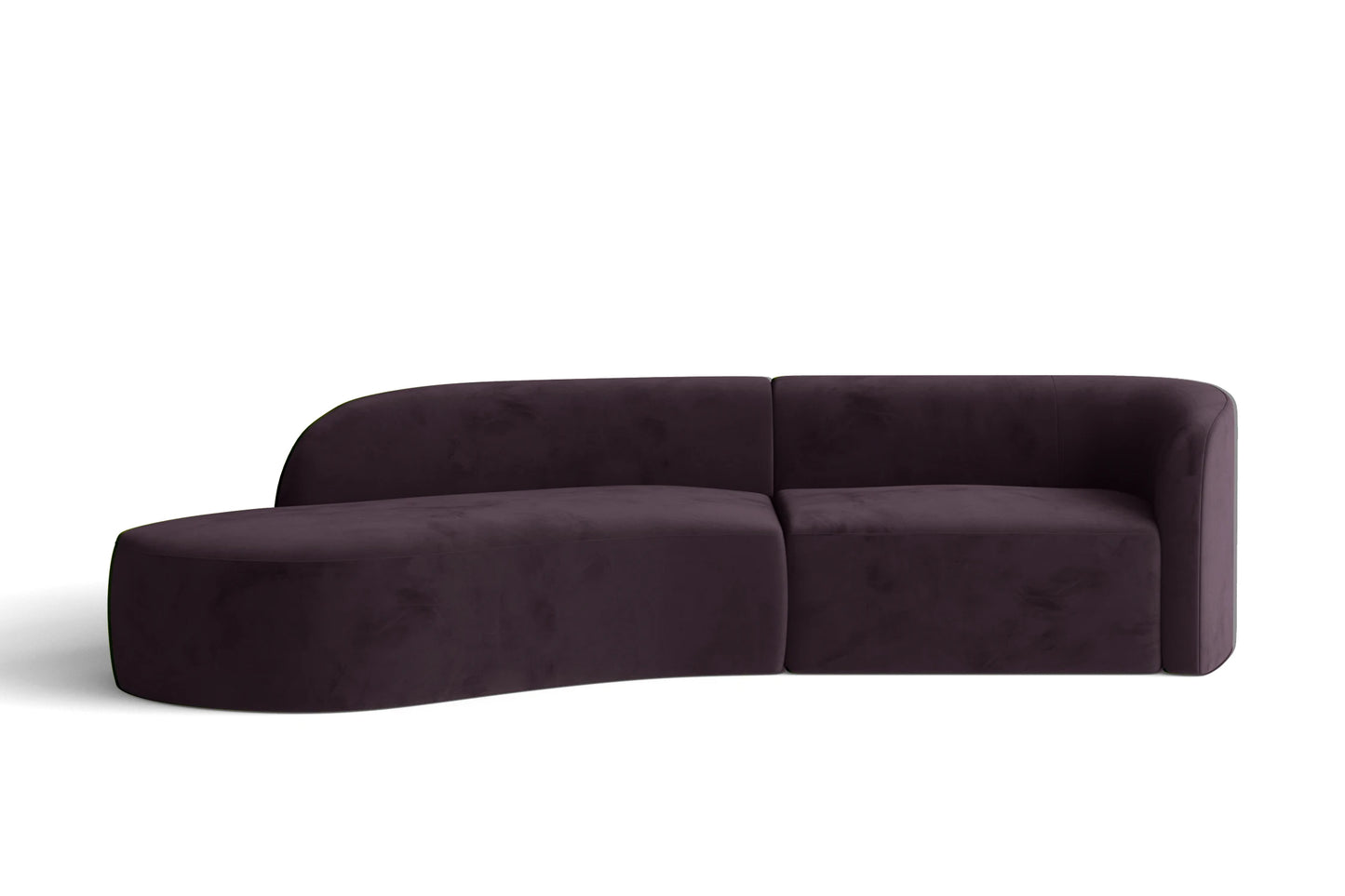 Caserta 3 Seater Left Hand Facing Chaise Lounge Corner Sofa Purple Velvet