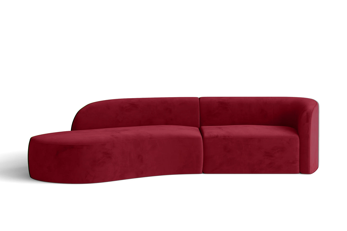 Caserta 3 Seater Left Hand Facing Chaise Lounge Corner Sofa Red Velvet