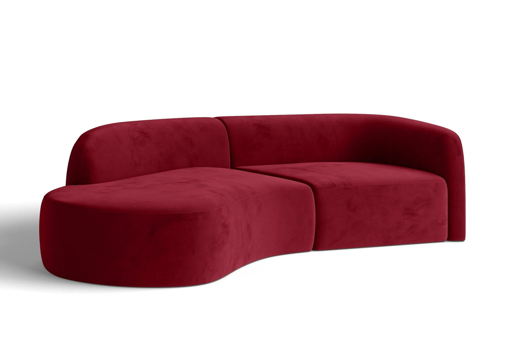 Caserta 3 Seater Left Hand Facing Chaise Lounge Corner Sofa Red Velvet