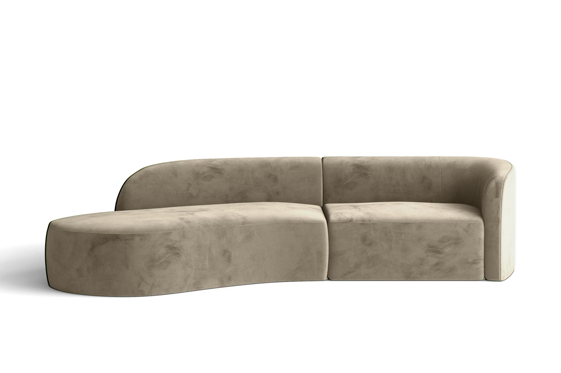 Caserta 3 Seater Left Hand Facing Chaise Lounge Corner Sofa Sand Velvet