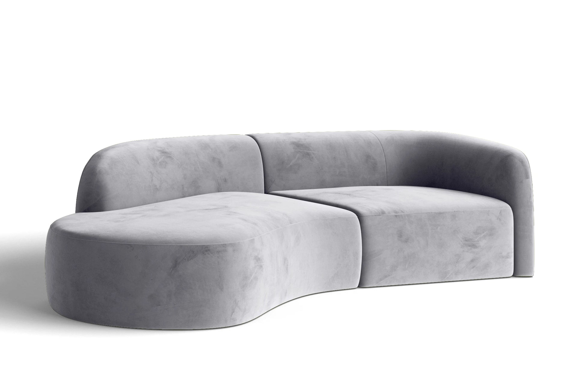 Caserta 3 Seater Left Hand Facing Chaise Lounge Corner Sofa Silver Velvet