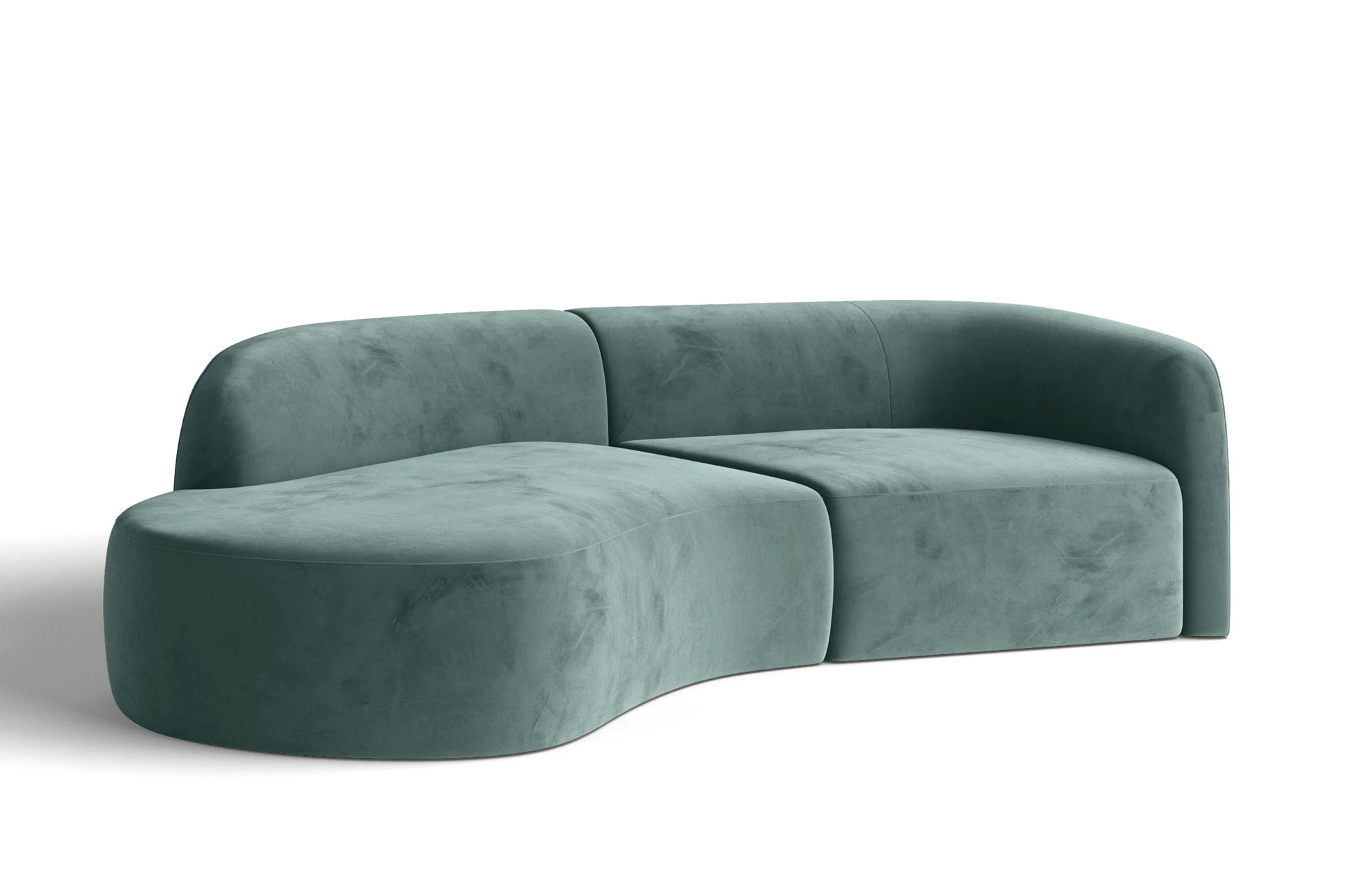 Caserta 3 Seater Left Hand Facing Chaise Lounge Corner Sofa Teal Velvet