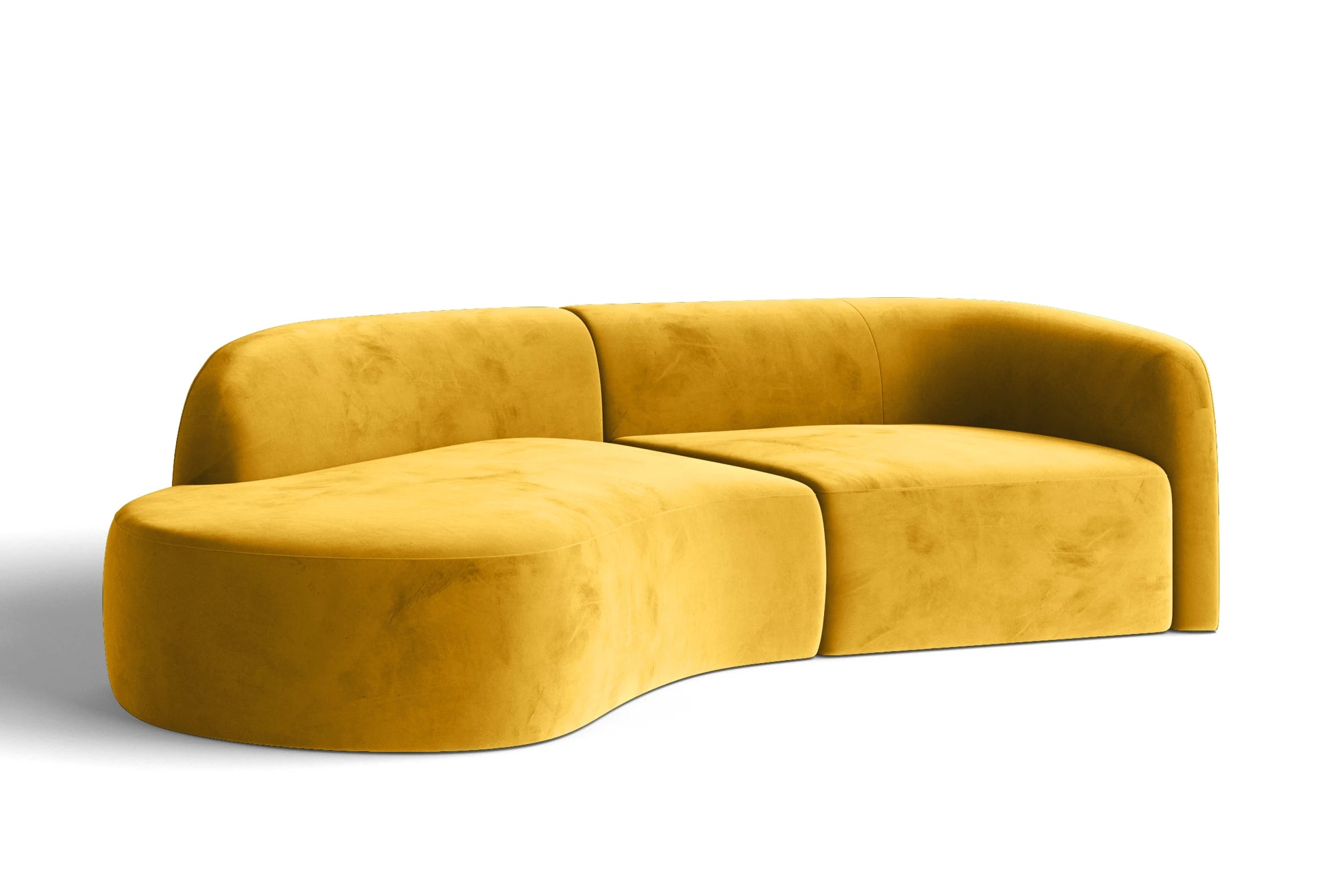 Caserta 3 Seater Left Hand Facing Chaise Lounge Corner Sofa Yellow Velvet