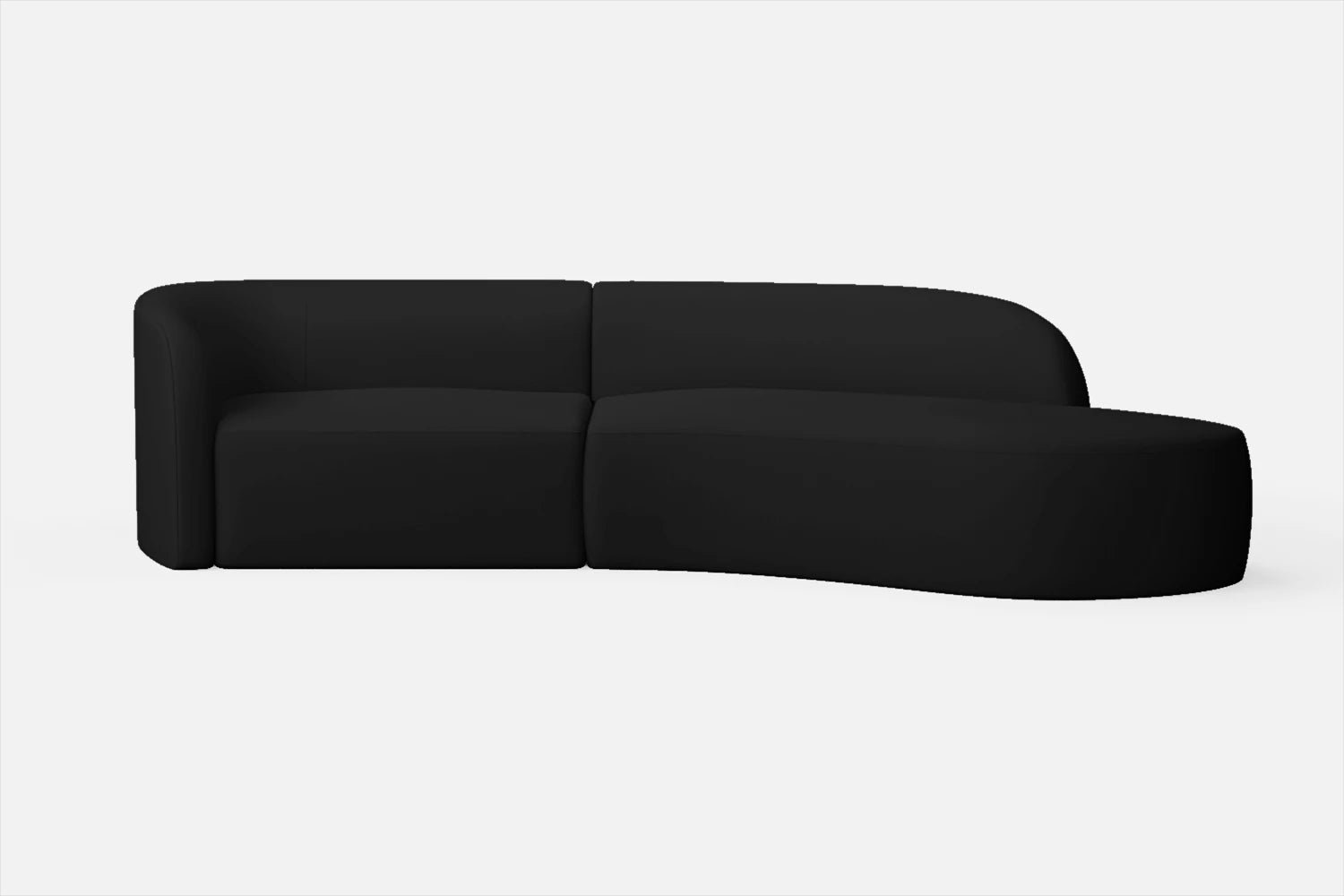 Caserta 3 Seater Right Hand Facing Chaise Lounge Corner Sofa Black Leather