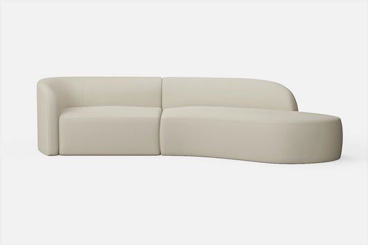 Caserta 3 Seater Right Hand Facing Chaise Lounge Corner Sofa Cream Leather