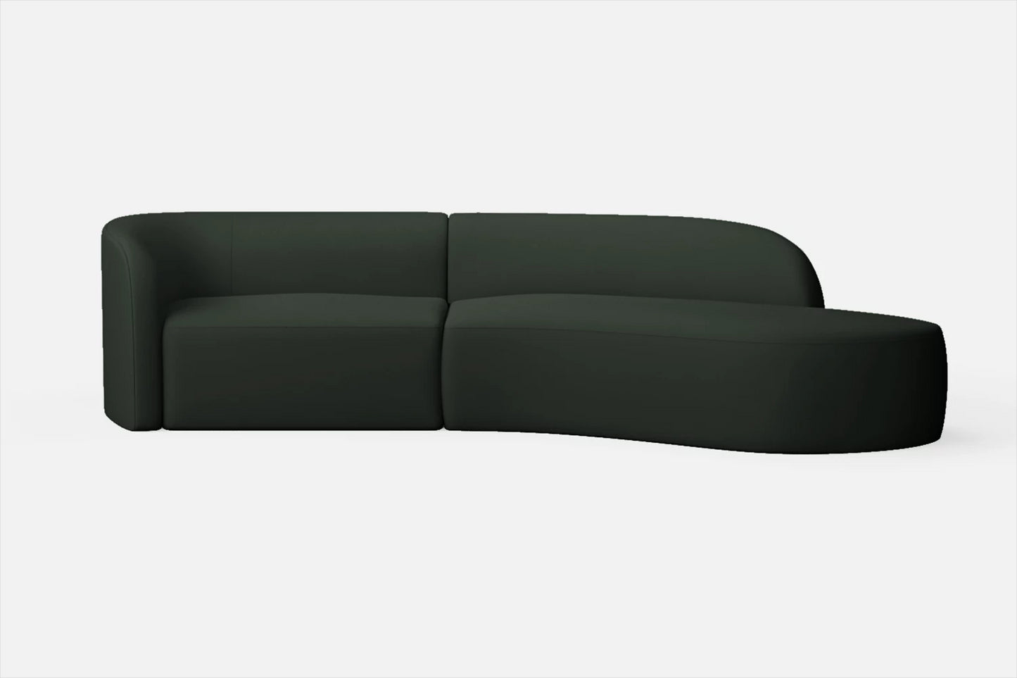 Caserta 3 Seater Right Hand Facing Chaise Lounge Corner Sofa Green Leather