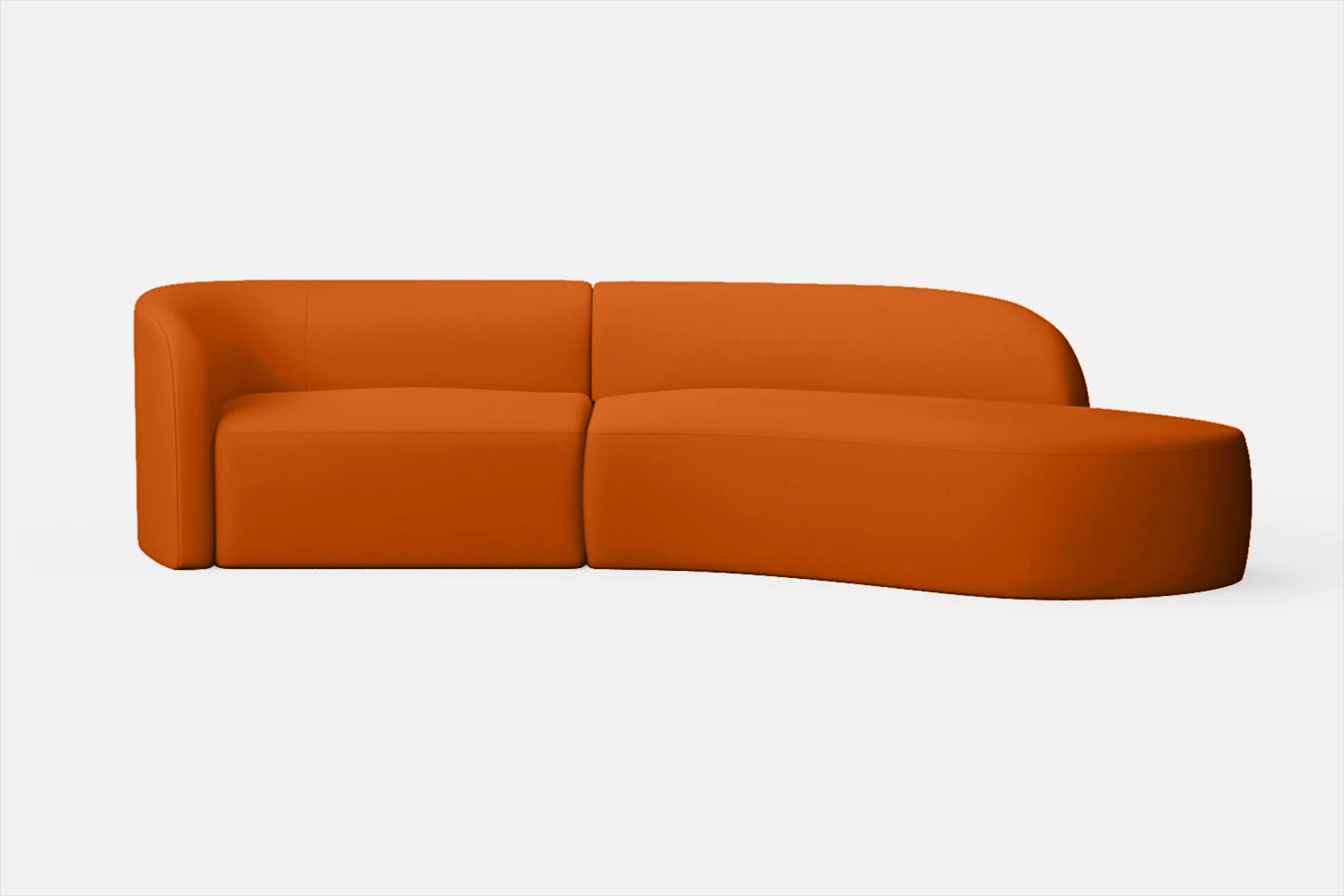 Caserta 3 Seater Right Hand Facing Chaise Lounge Corner Sofa Orange Leather