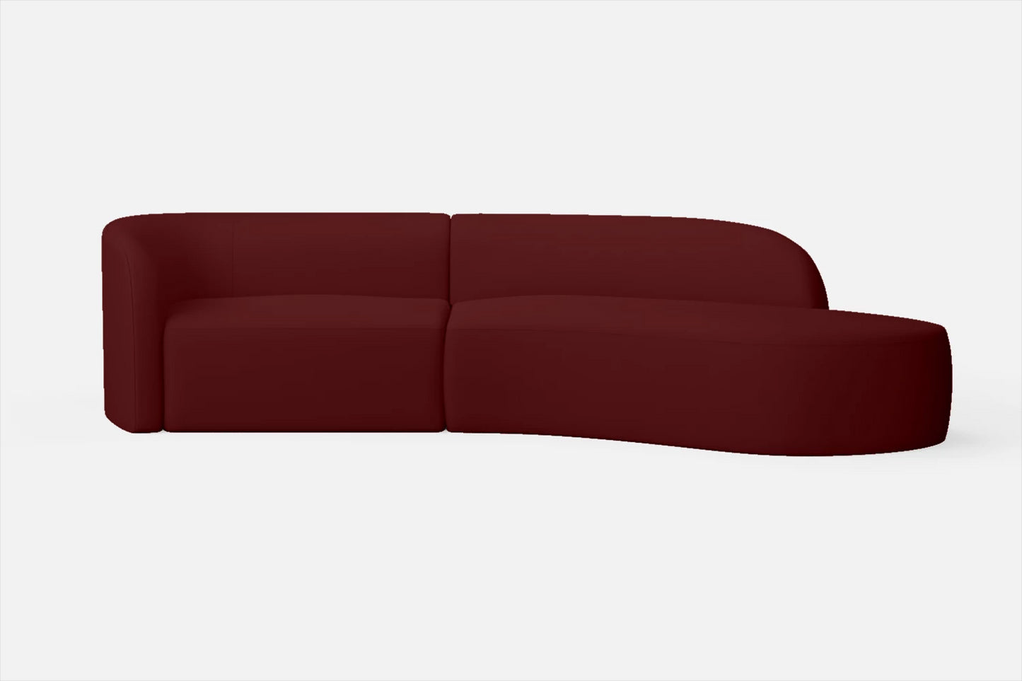 Caserta 3 Seater Right Hand Facing Chaise Lounge Corner Sofa Red Leather