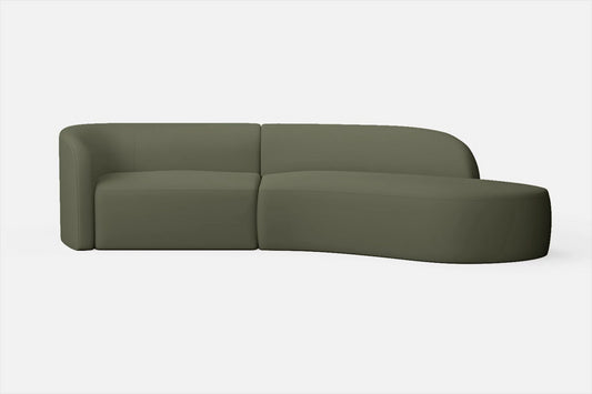 Caserta 3 Seater Right Hand Facing Chaise Lounge Corner Sofa Sage Leather