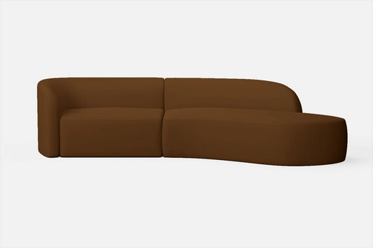 Caserta 3 Seater Right Hand Facing Chaise Lounge Corner Sofa Walnut Brown Leather