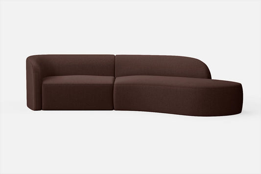 Caserta 3 Seater Right Hand Facing Chaise Lounge Corner Sofa Coffee Brown Linen Fabric