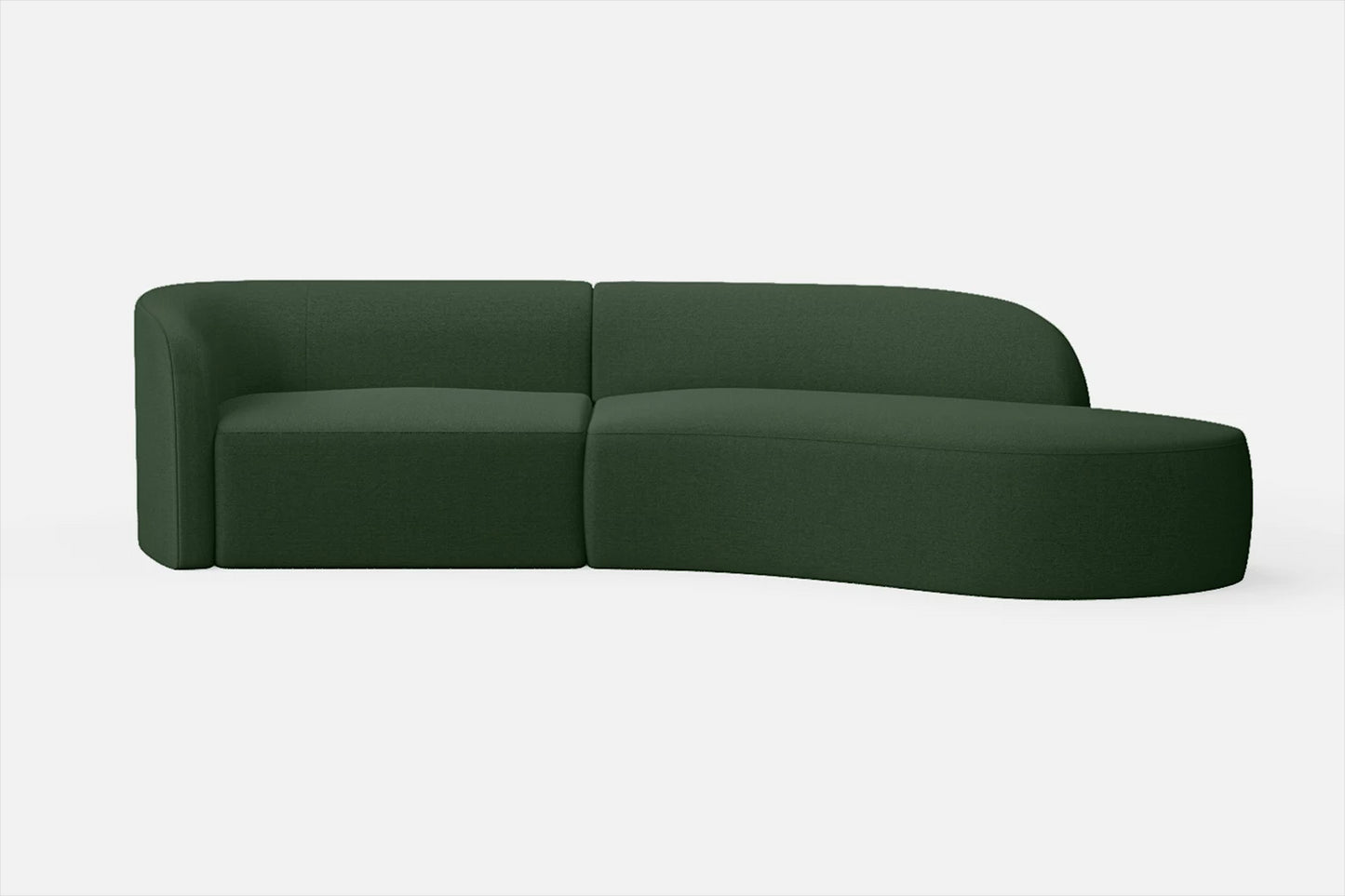 Caserta 3 Seater Right Hand Facing Chaise Lounge Corner Sofa Forest Green Linen Fabric