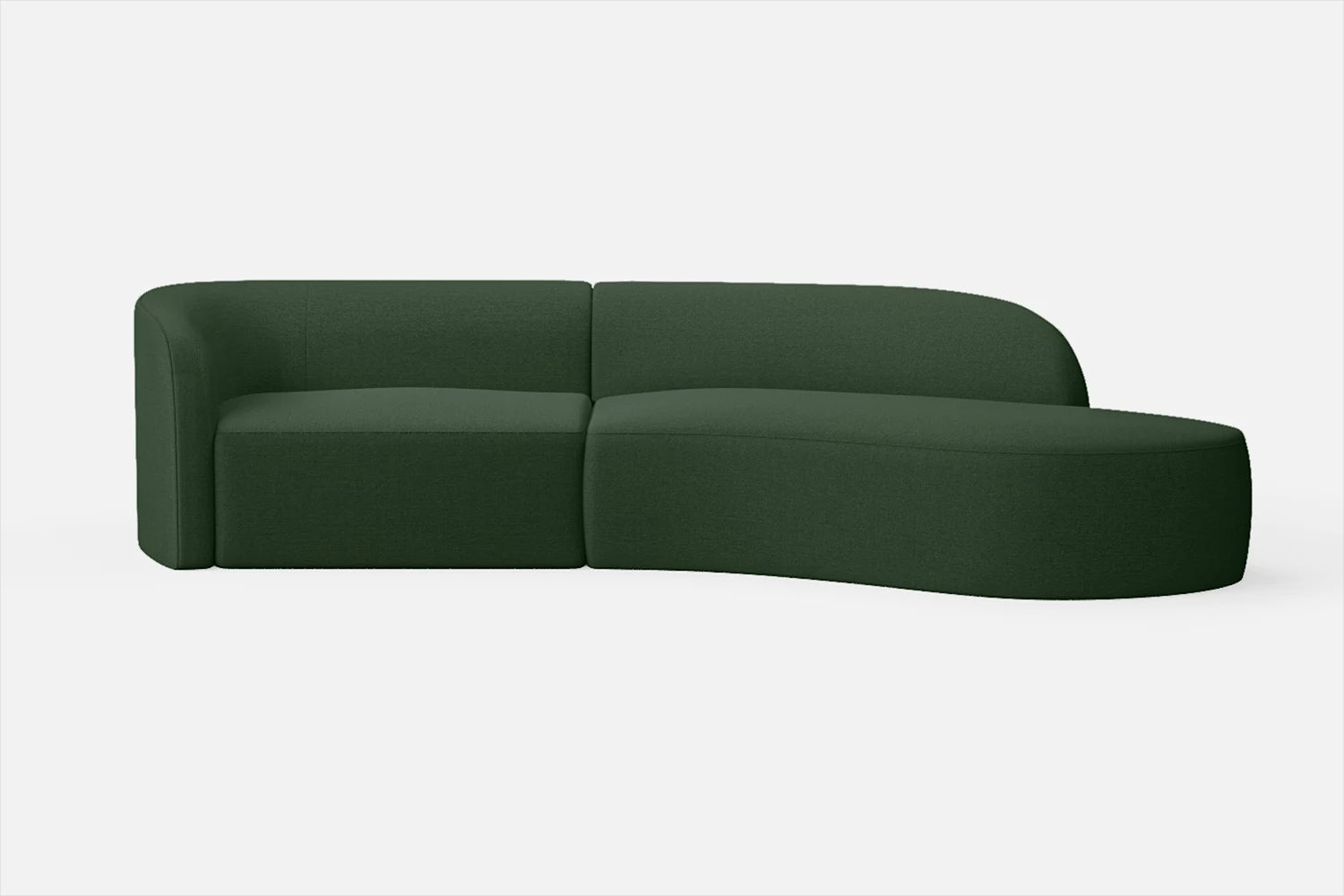 Caserta 3 Seater Right Hand Facing Chaise Lounge Corner Sofa Forest Green Linen Fabric