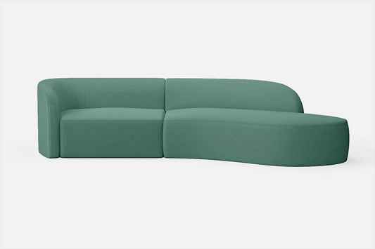 Caserta 3 Seater Right Hand Facing Chaise Lounge Corner Sofa Mint Green Linen Fabric