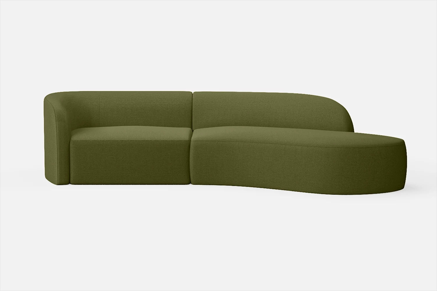 Caserta 3 Seater Right Hand Facing Chaise Lounge Corner Sofa Olive Linen Fabric