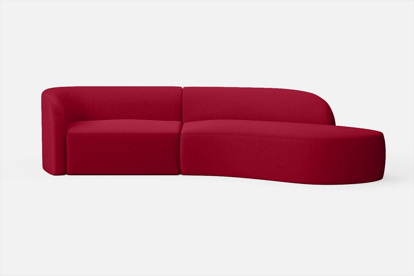 Caserta 3 Seater Right Hand Facing Chaise Lounge Corner Sofa Red Linen Fabric