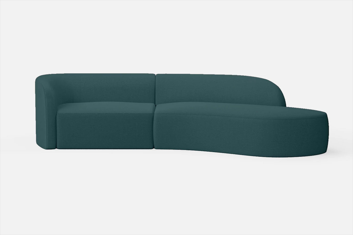 Caserta 3 Seater Right Hand Facing Chaise Lounge Corner Sofa Teal Linen Fabric