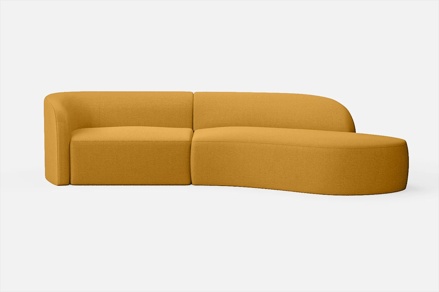 Caserta 3 Seater Right Hand Facing Chaise Lounge Corner Sofa Yellow Linen Fabric