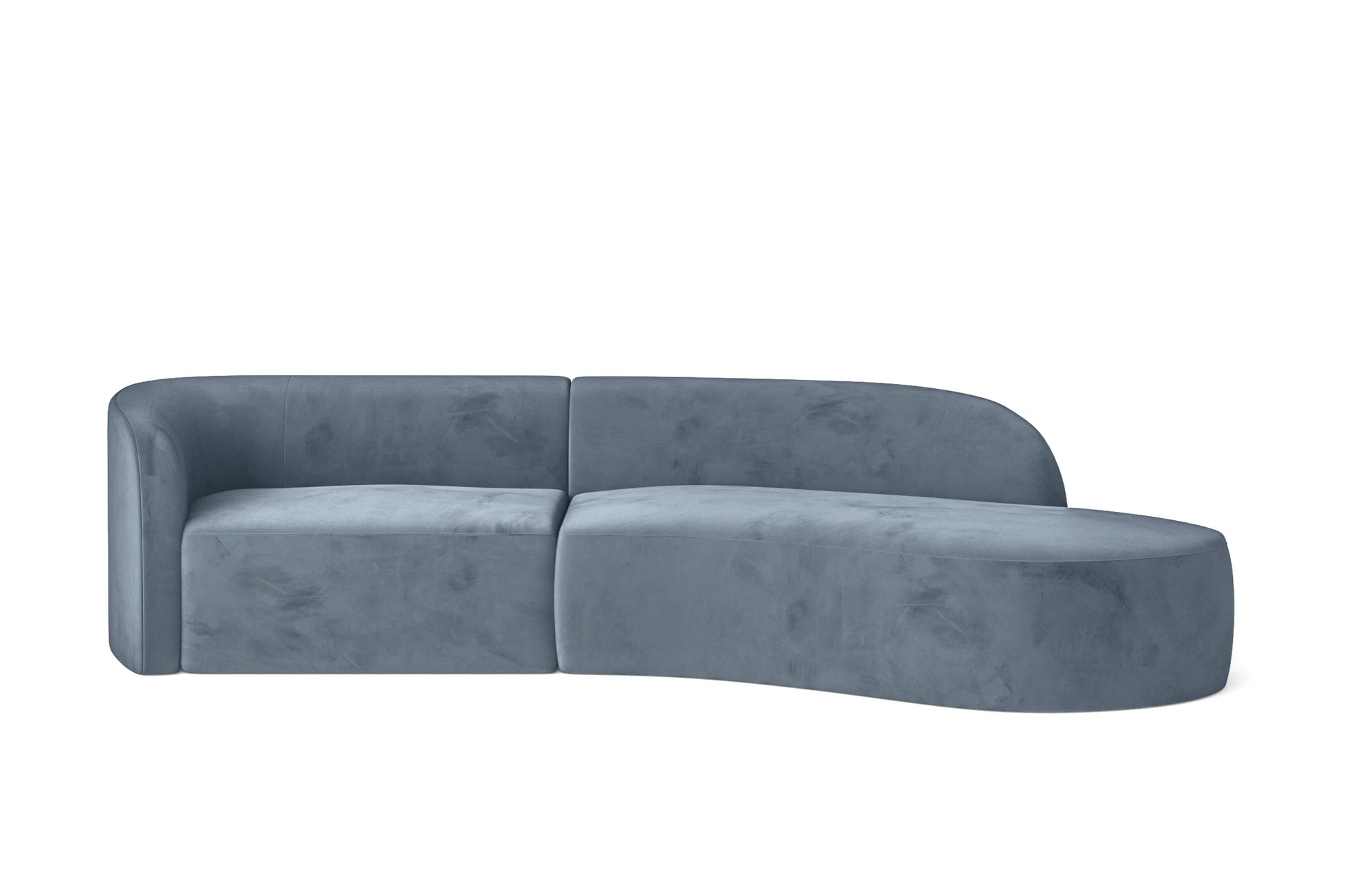 Caserta 3 Seater Right Hand Facing Chaise Lounge Corner Sofa Baby Blue Velvet