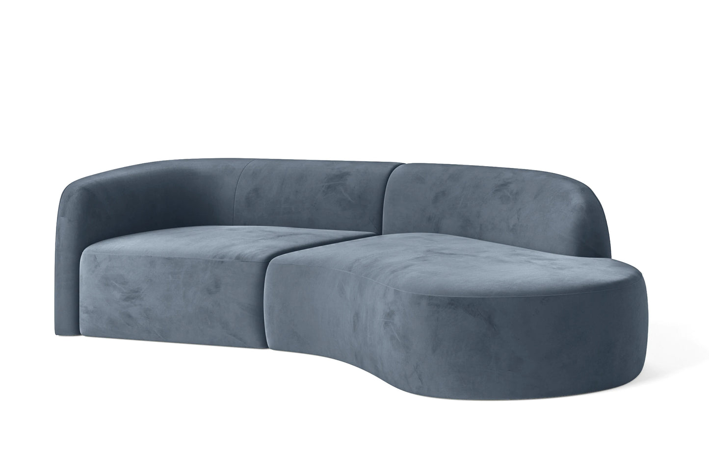 Caserta 3 Seater Right Hand Facing Chaise Lounge Corner Sofa Baby Blue Velvet