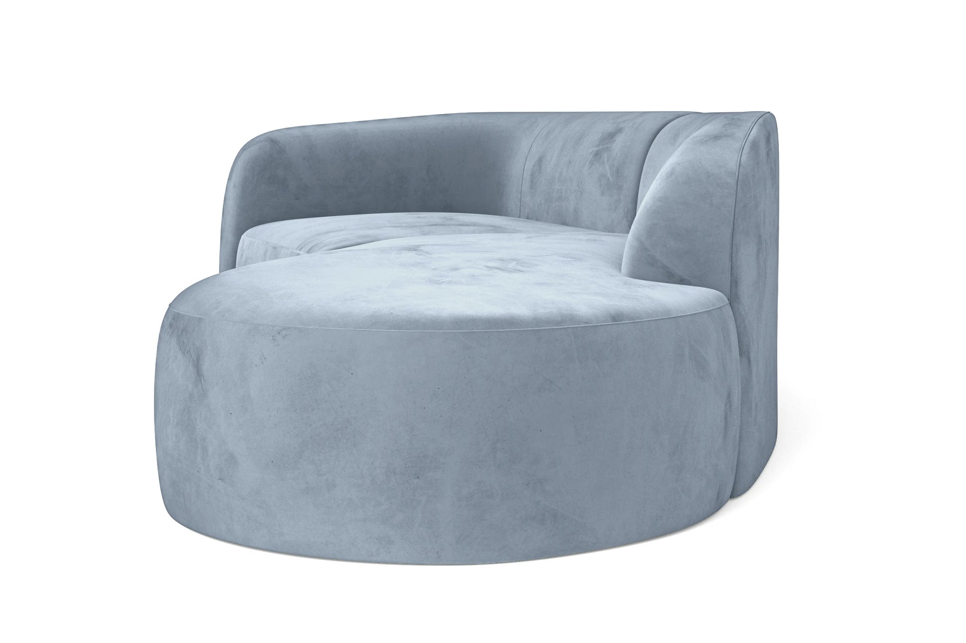 Caserta 3 Seater Right Hand Facing Chaise Lounge Corner Sofa Baby Blue Velvet