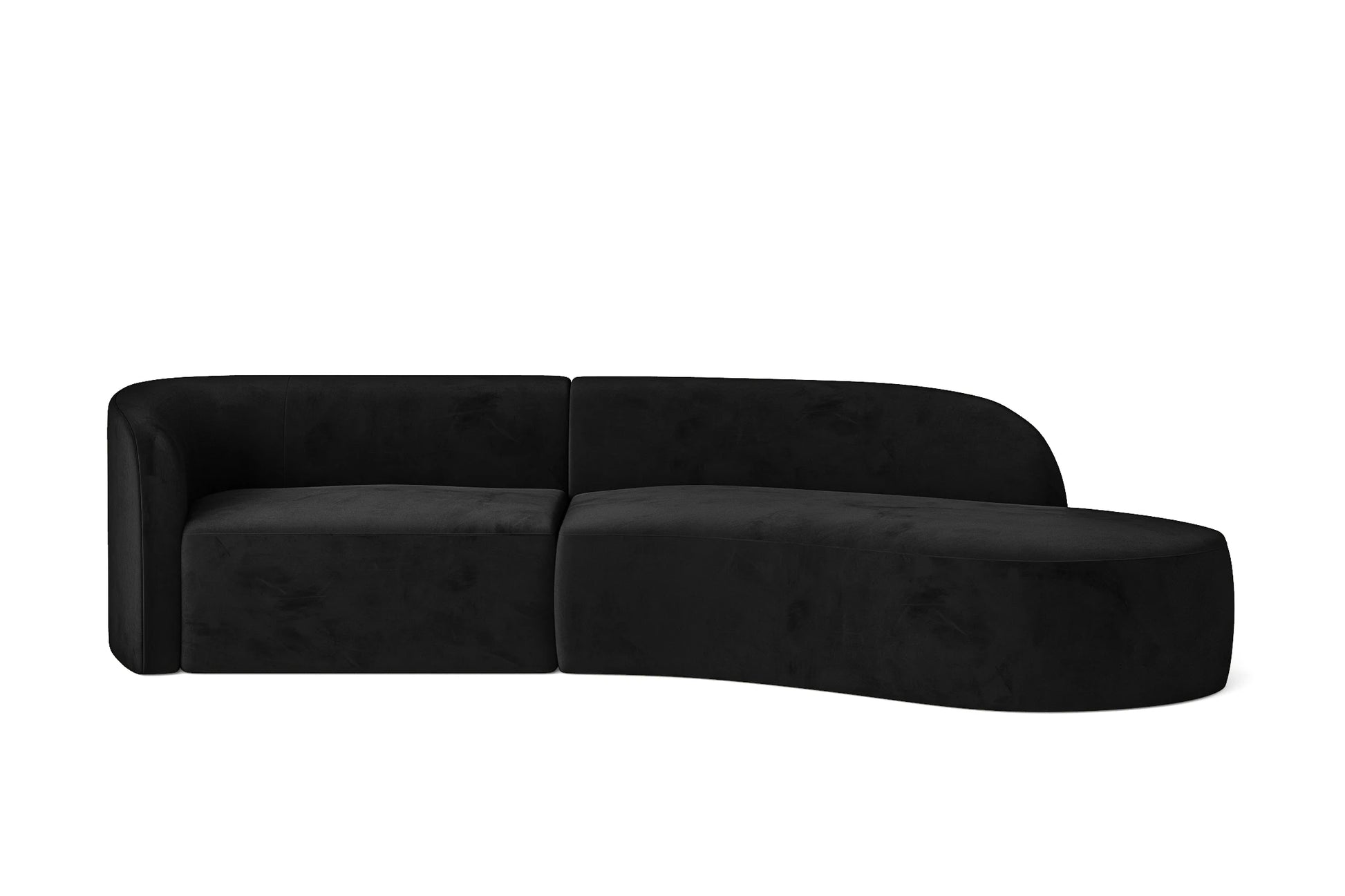 Caserta 3 Seater Right Hand Facing Chaise Lounge Corner Sofa Black Velvet