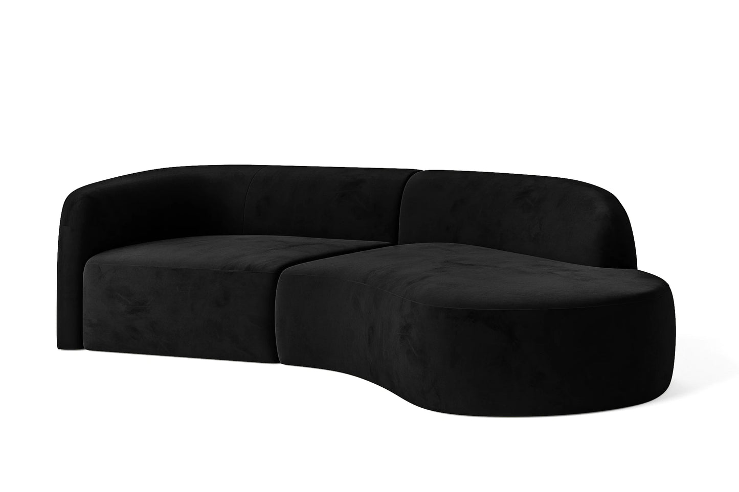 Caserta 3 Seater Right Hand Facing Chaise Lounge Corner Sofa Black Velvet