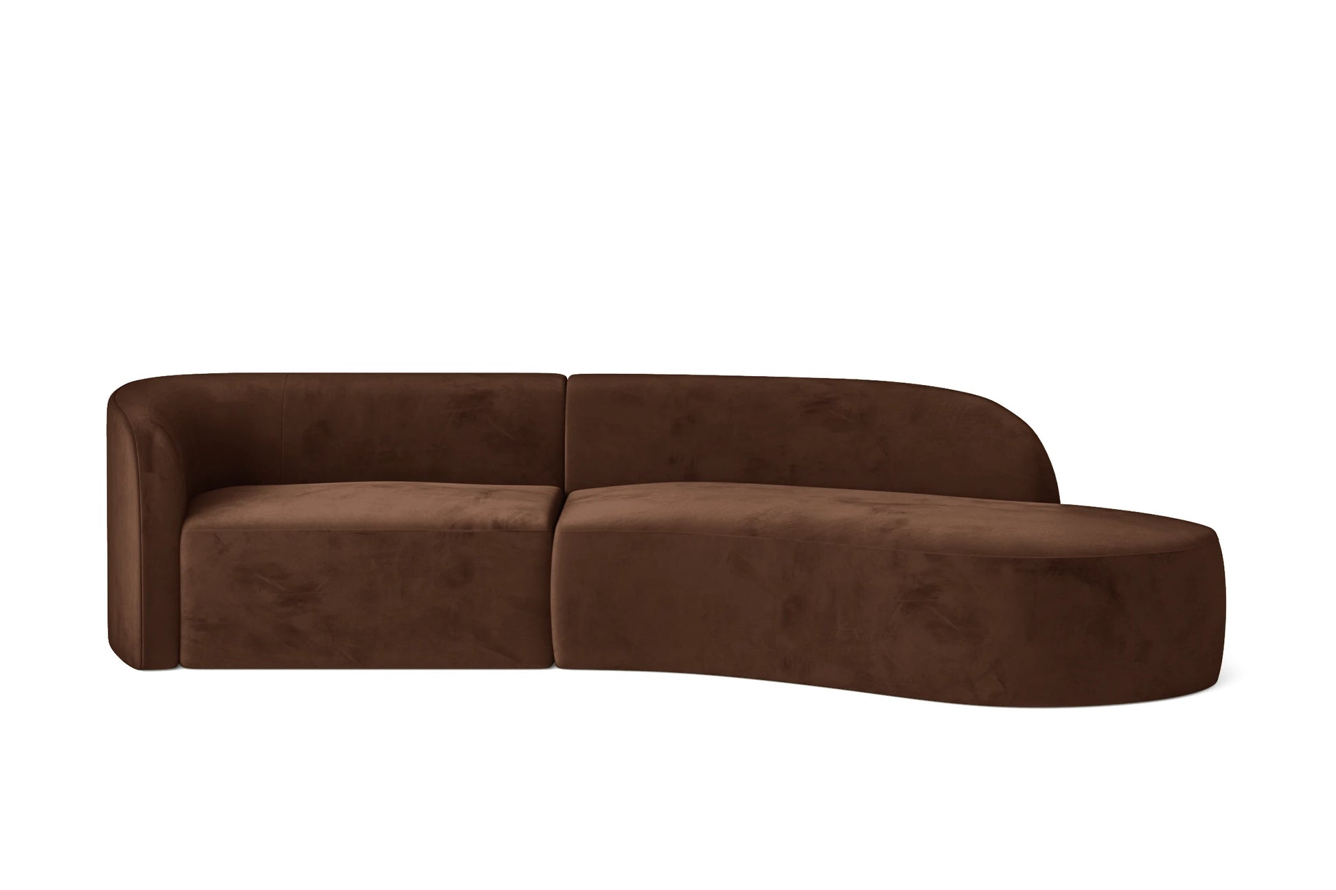 Caserta 3 Seater Right Hand Facing Chaise Lounge Corner Sofa Coffee Brown Velvet